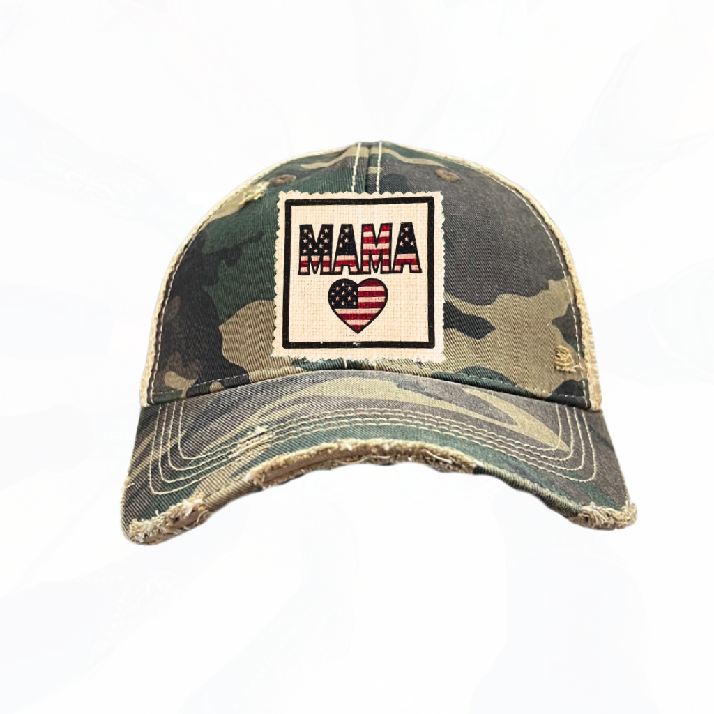 USA Flag MAMA Heart Trucker Hat - 4 COLORS
