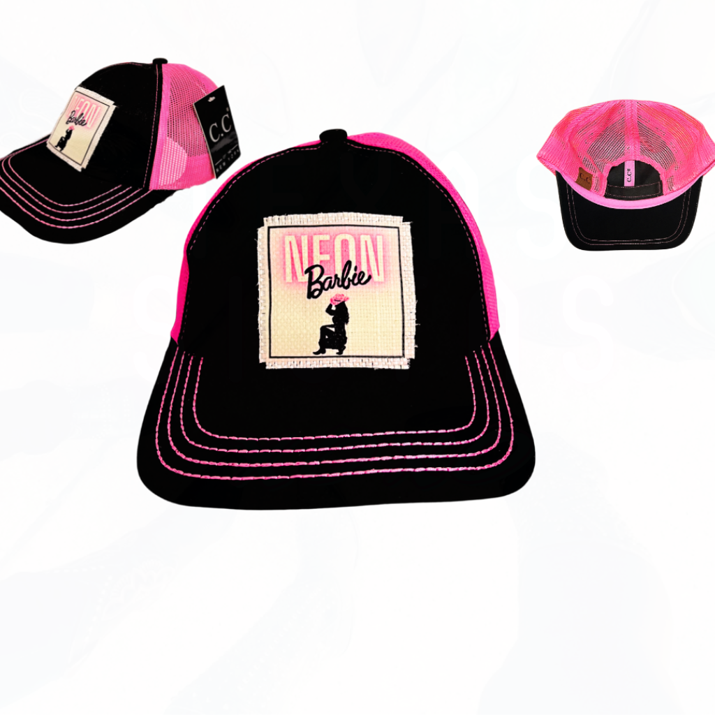NEON Barbie Trucker Hat - CC or Distressed So Cute!