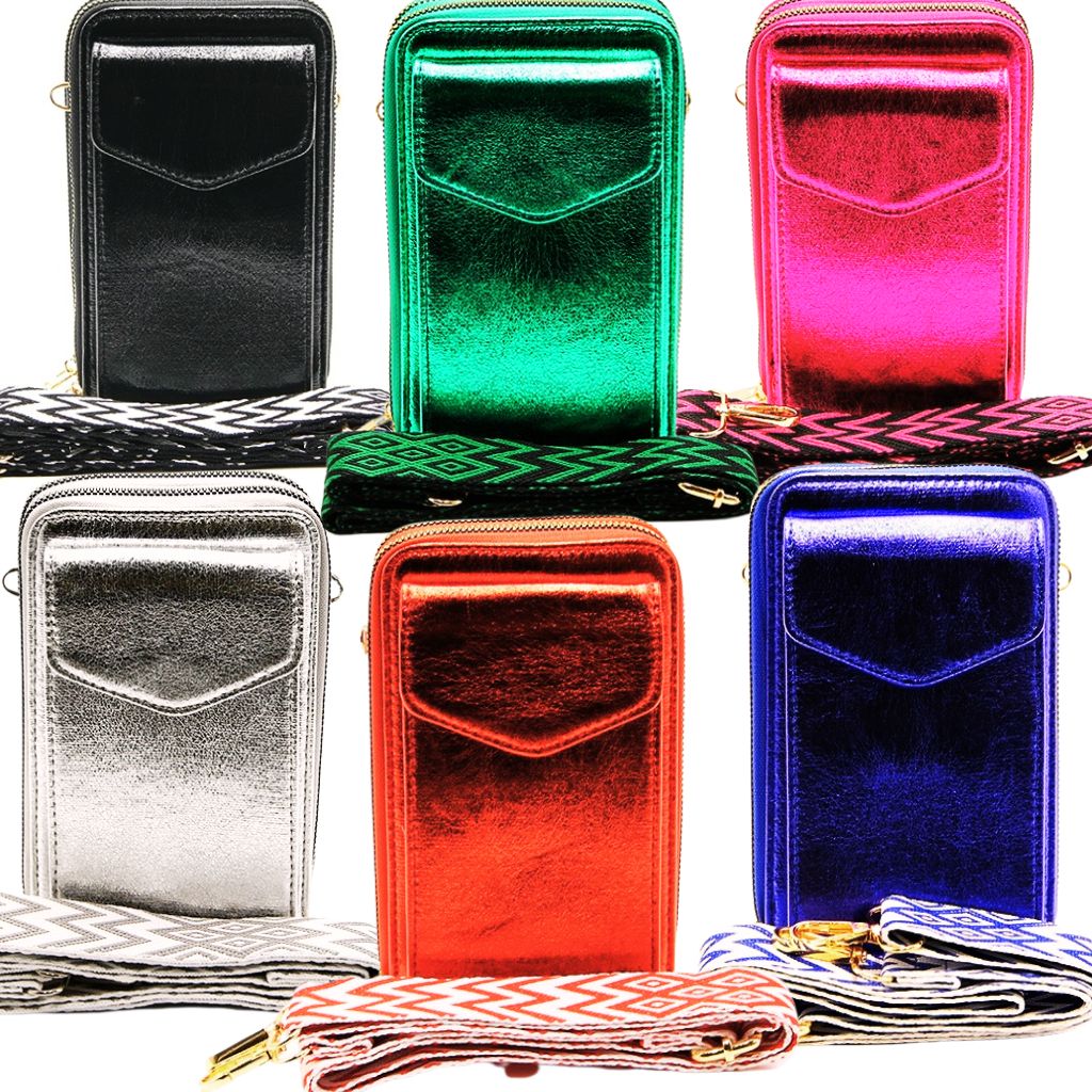Super Cute Metallic Guitar Strap Bag - Phone - Wallet - Lots of Colors
