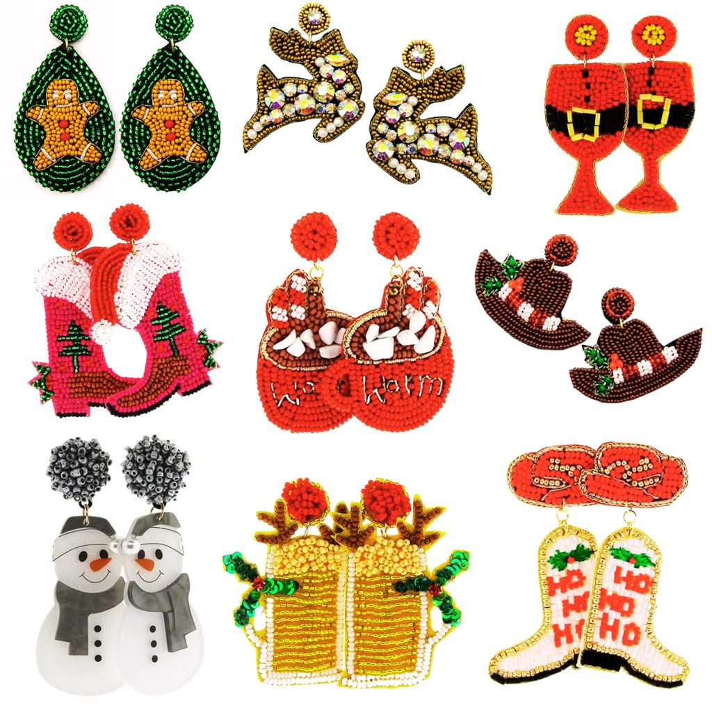 Christmas Seed Bead Earrings - Many Styles