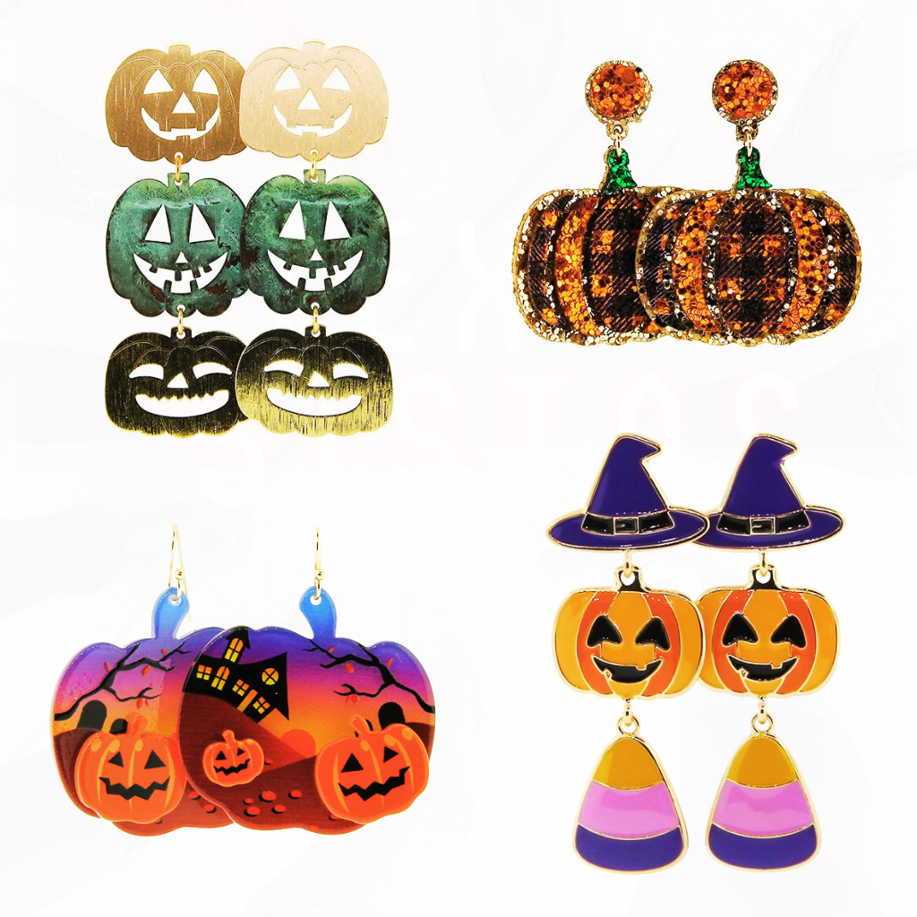 Howdy Pumpkin Halloween Earrings 2 - 4 Styles