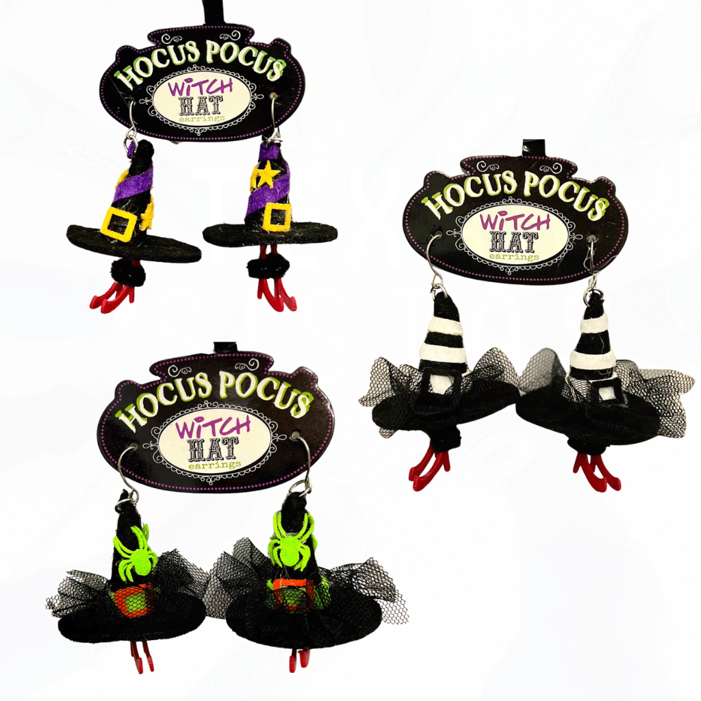 Halloween Hocus Pocus Witch Hat Earrings - 3 Styles