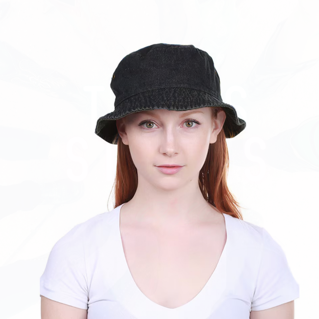 WASHED BLACK DENIM Bucket Hat