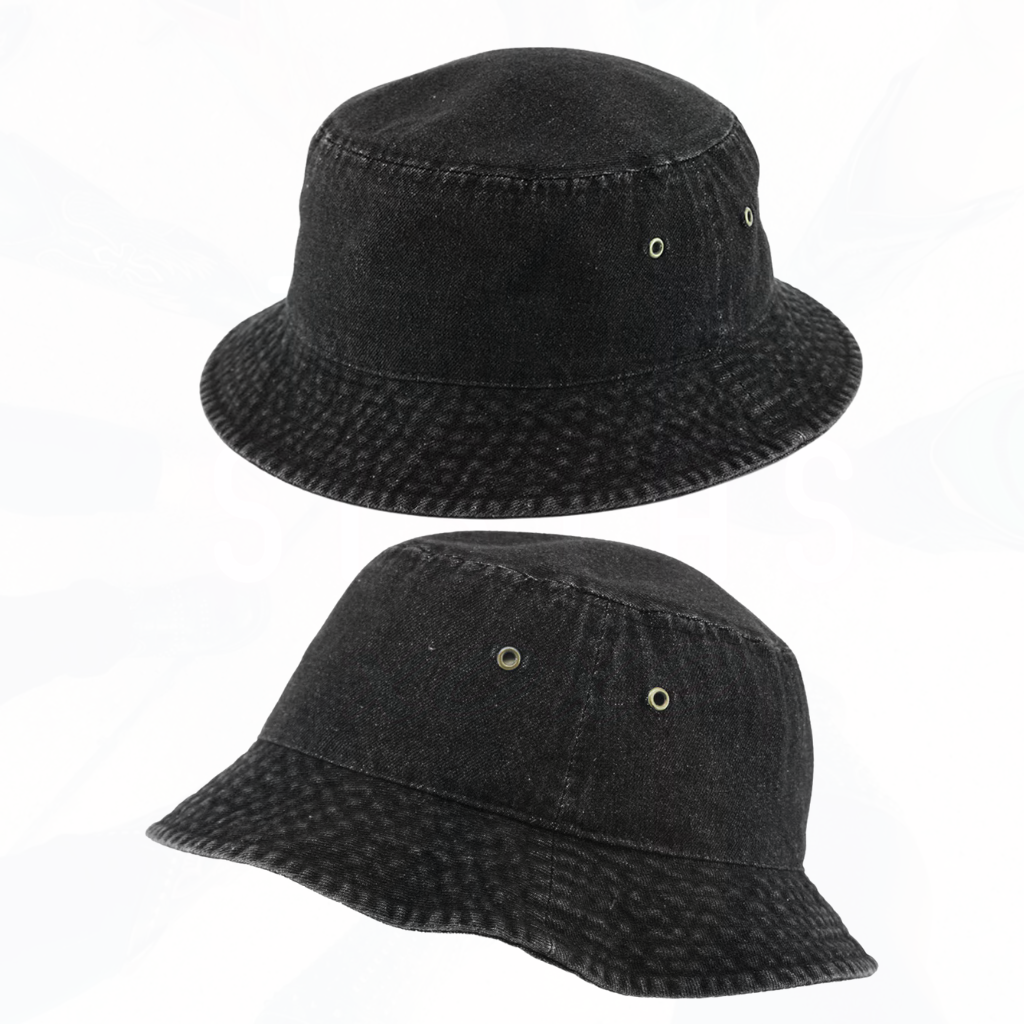 WASHED BLACK DENIM Bucket Hat