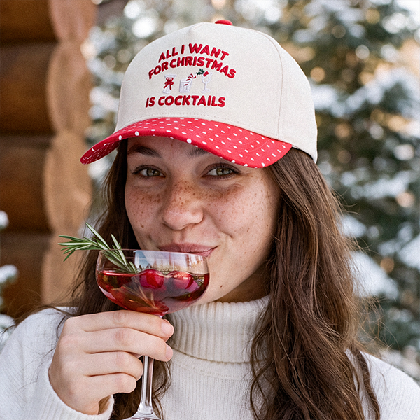 C.C All I Want For Christmas Is Cocktails trucker hat - Red - worn