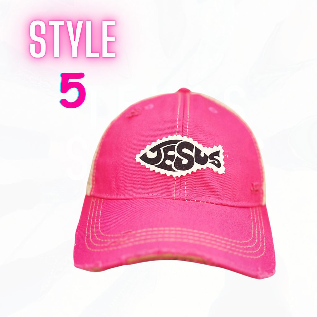 JESUS FISH PATCH HATS- 8 COLORS