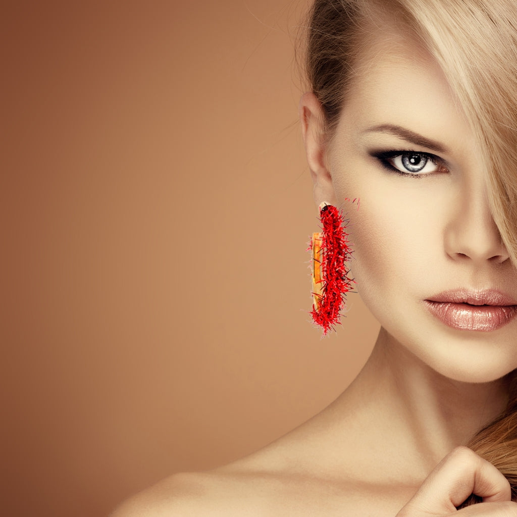 Sassy RED Tinsel Christmas Hoop Earrings