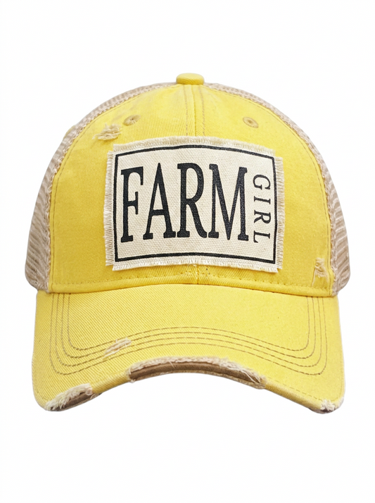 FARM Girl Distressed Trucker Hat