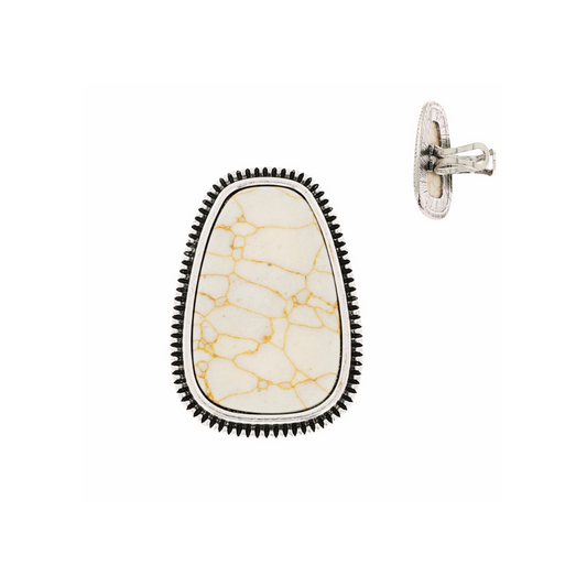 Teardrop White Vein Stone Ring