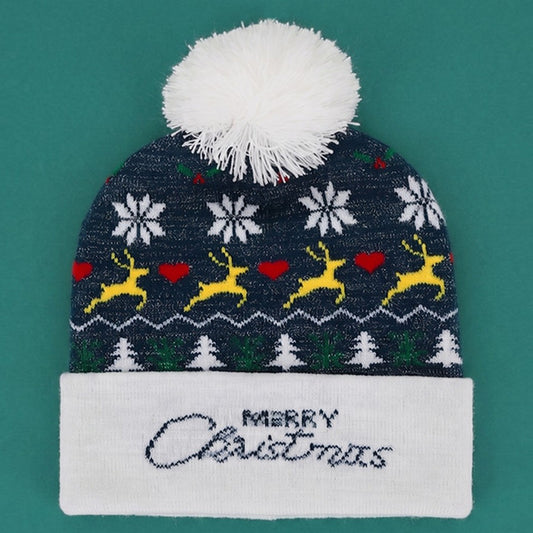 Merry Christmas Pom Pom Knit Beanie - Green