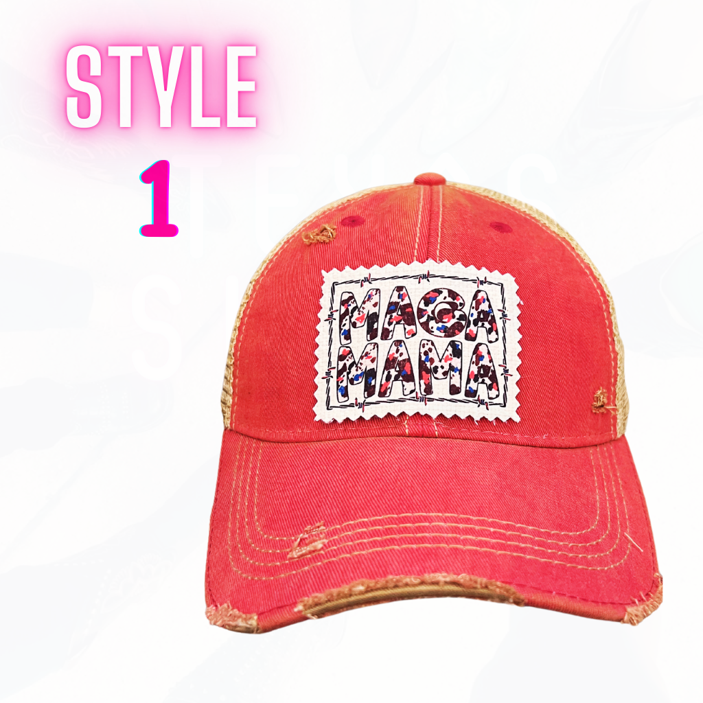 MAGA MAMA HAT - RED - 4 Designs