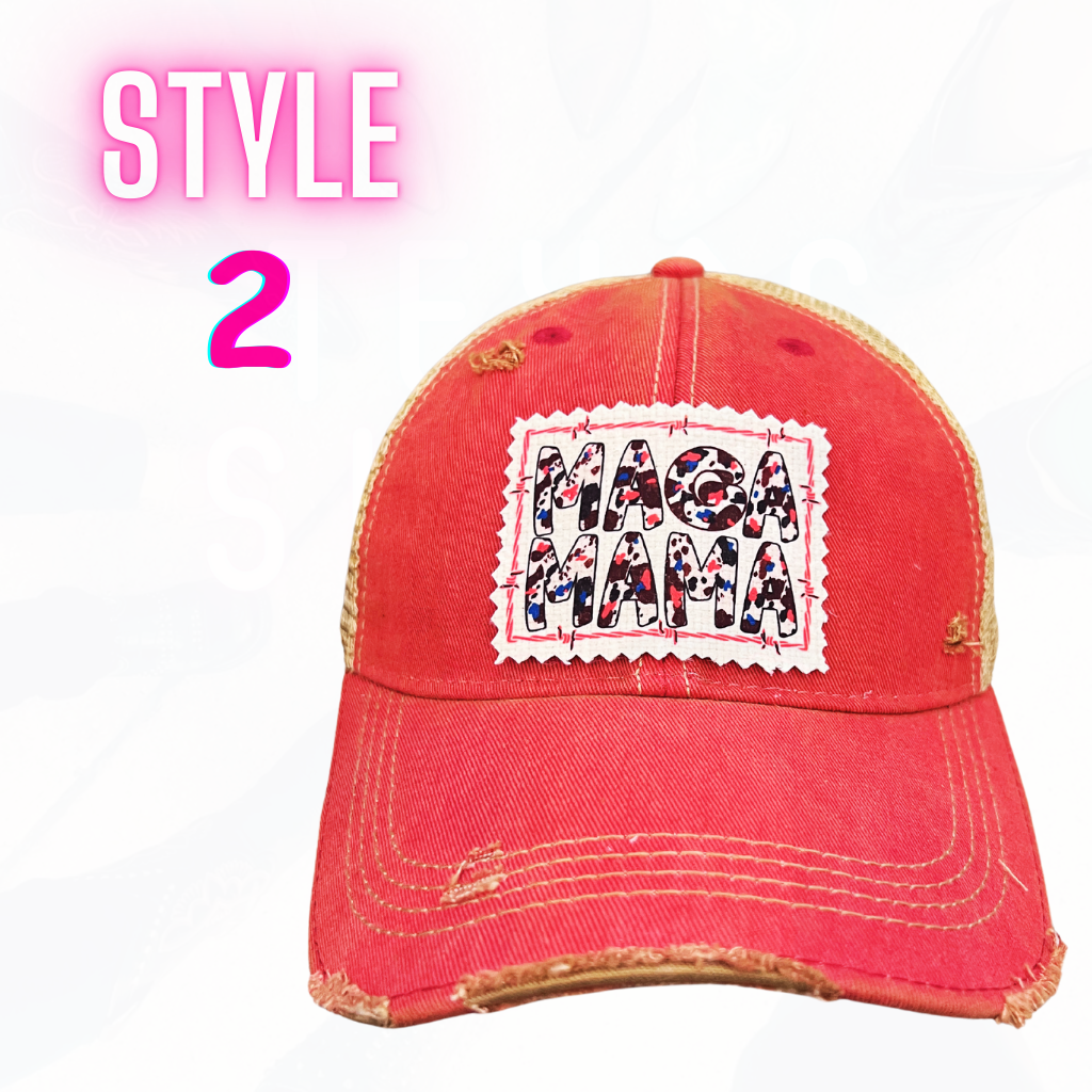 MAGA MAMA HAT - RED - 4 Designs