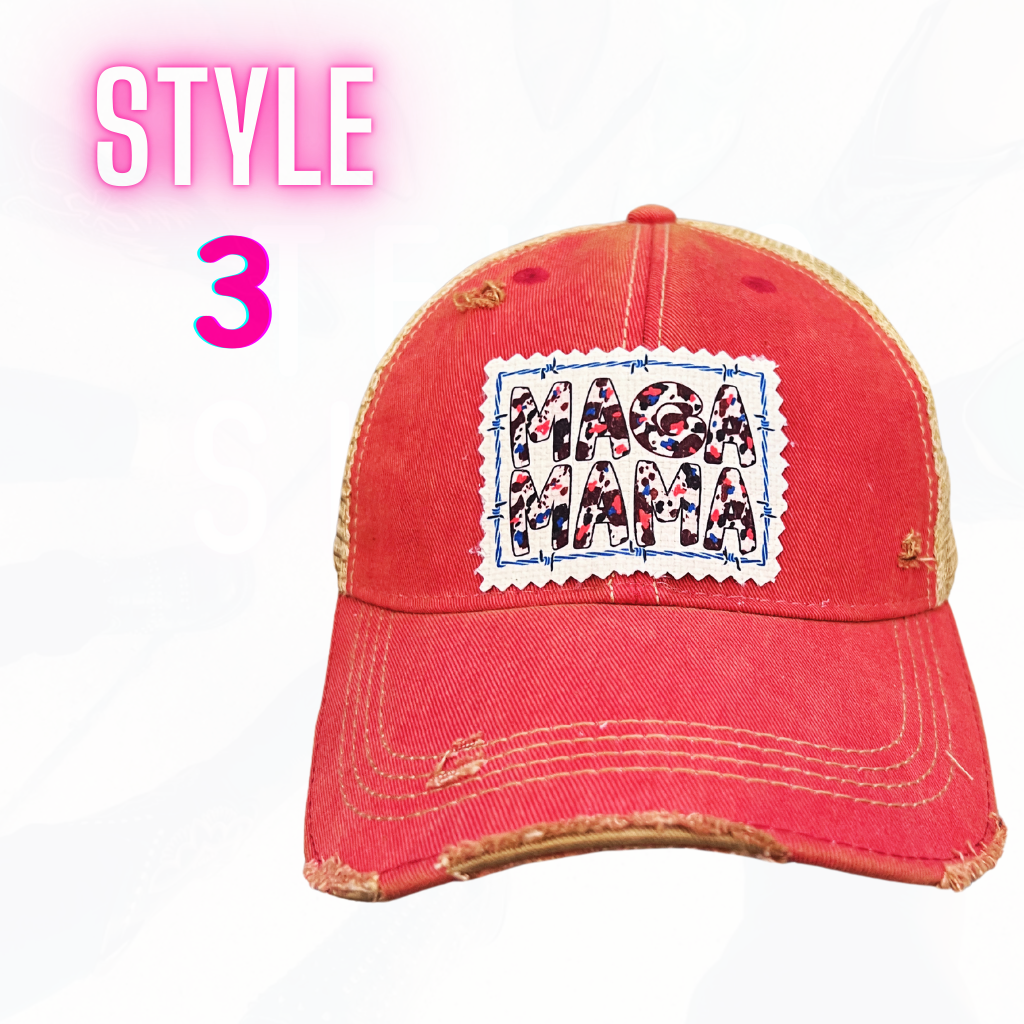 MAGA MAMA HAT - RED - 4 Designs
