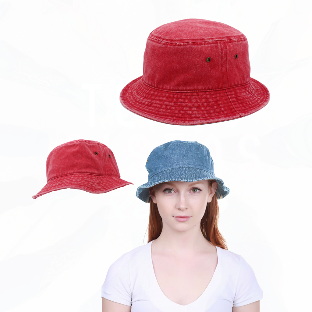 WASHED RED DENIM Bucket Hat