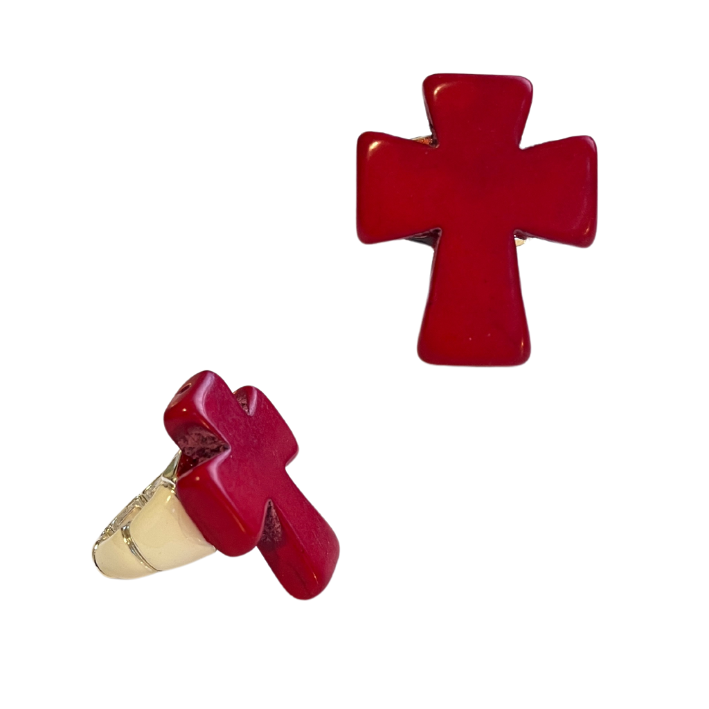 Stone CROSS Stretch Rings - Many Colors