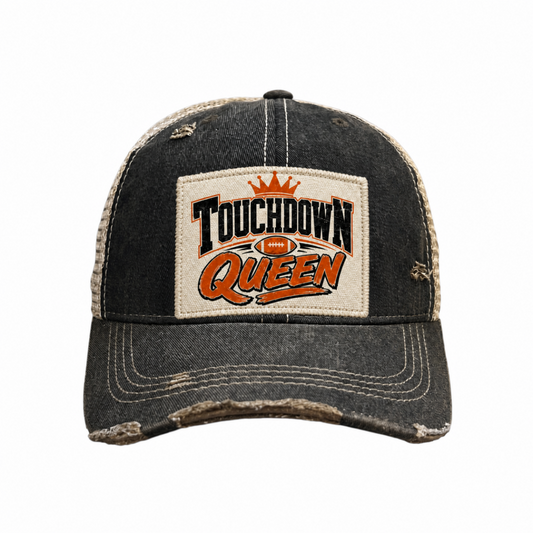TOUCHDOWN QUEEN Football Patch Trucker Hats