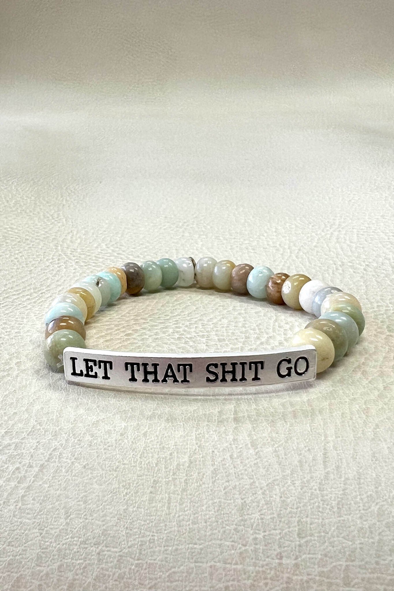 Sassy Let That Sh*t Go Natural Beads Stretch Bracelet