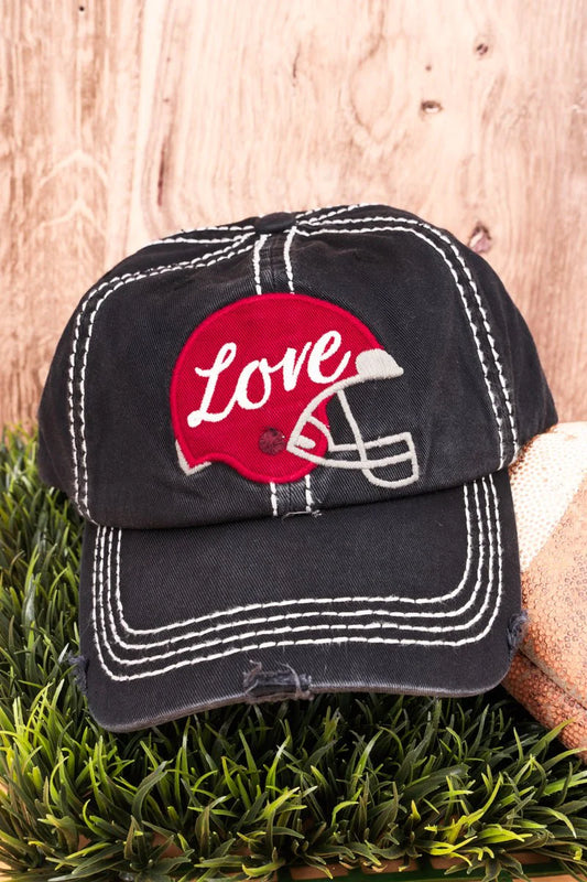 Football Helmet LOVE Baseball Hats - 4 Colors