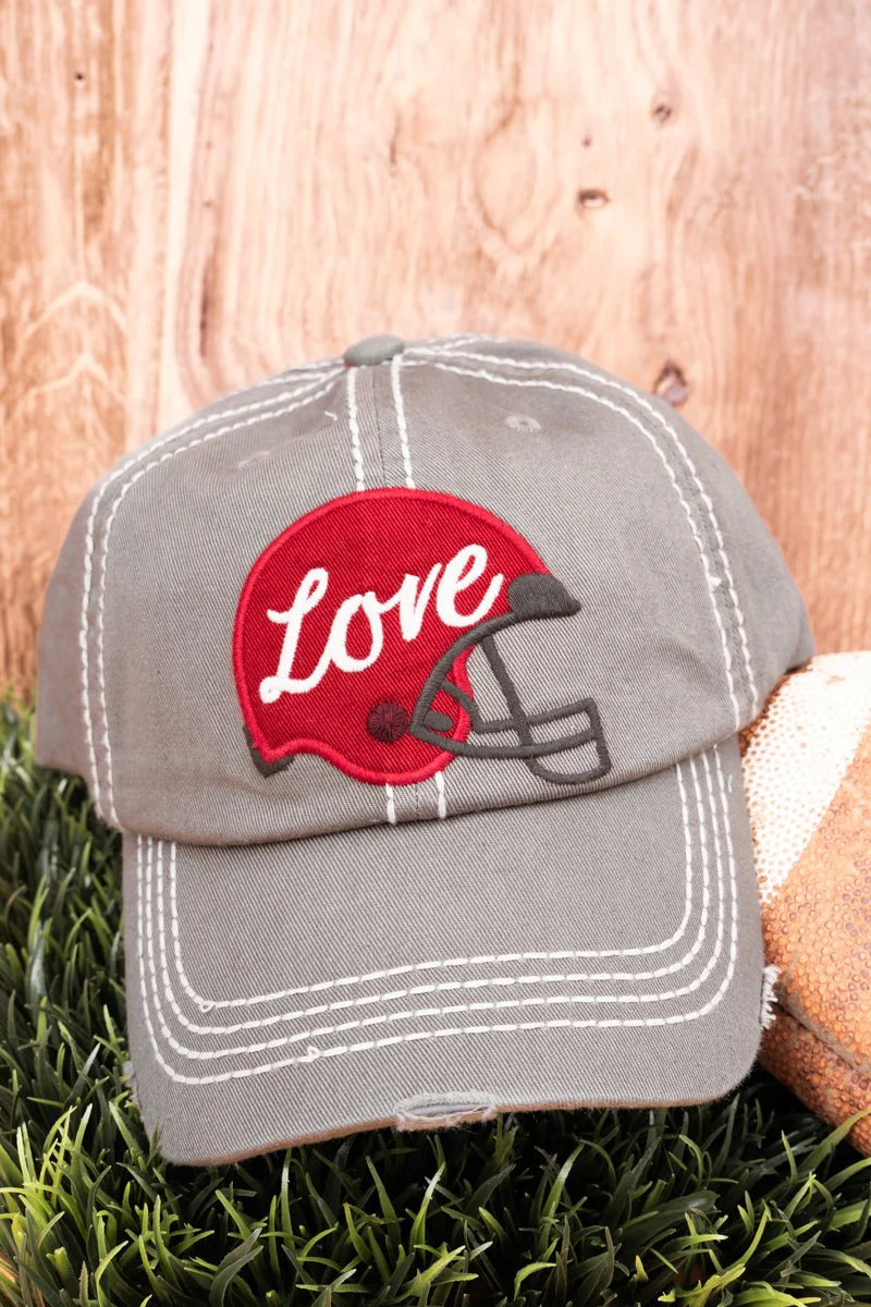 Football Helmet LOVE Baseball Hats - 4 Colors