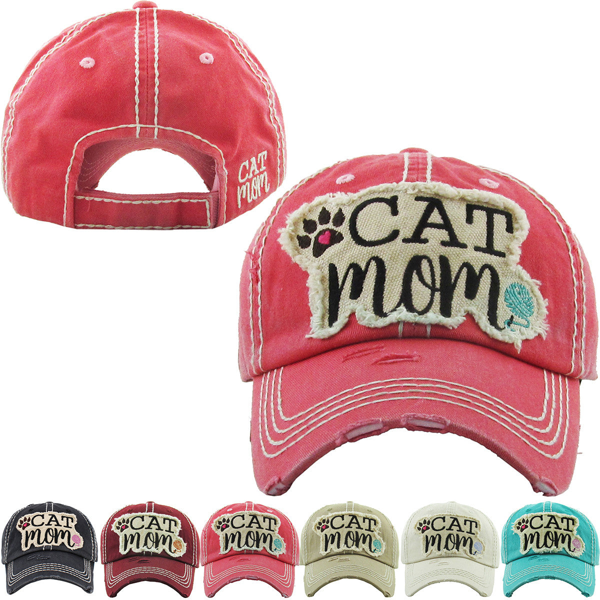 CAT MOM HAT - BLACK OR MAROON