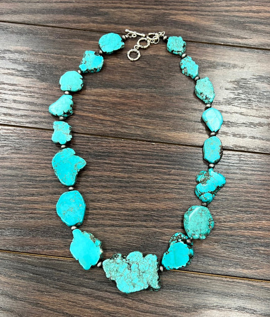 Western Style 24" Slab Turquoise Necklace