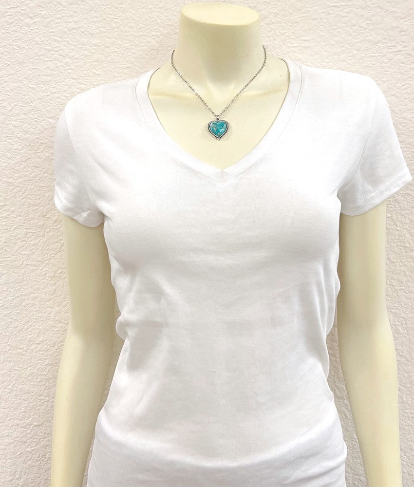 Heart Stone Gemstone Necklace Adjustable Turquoise Mix