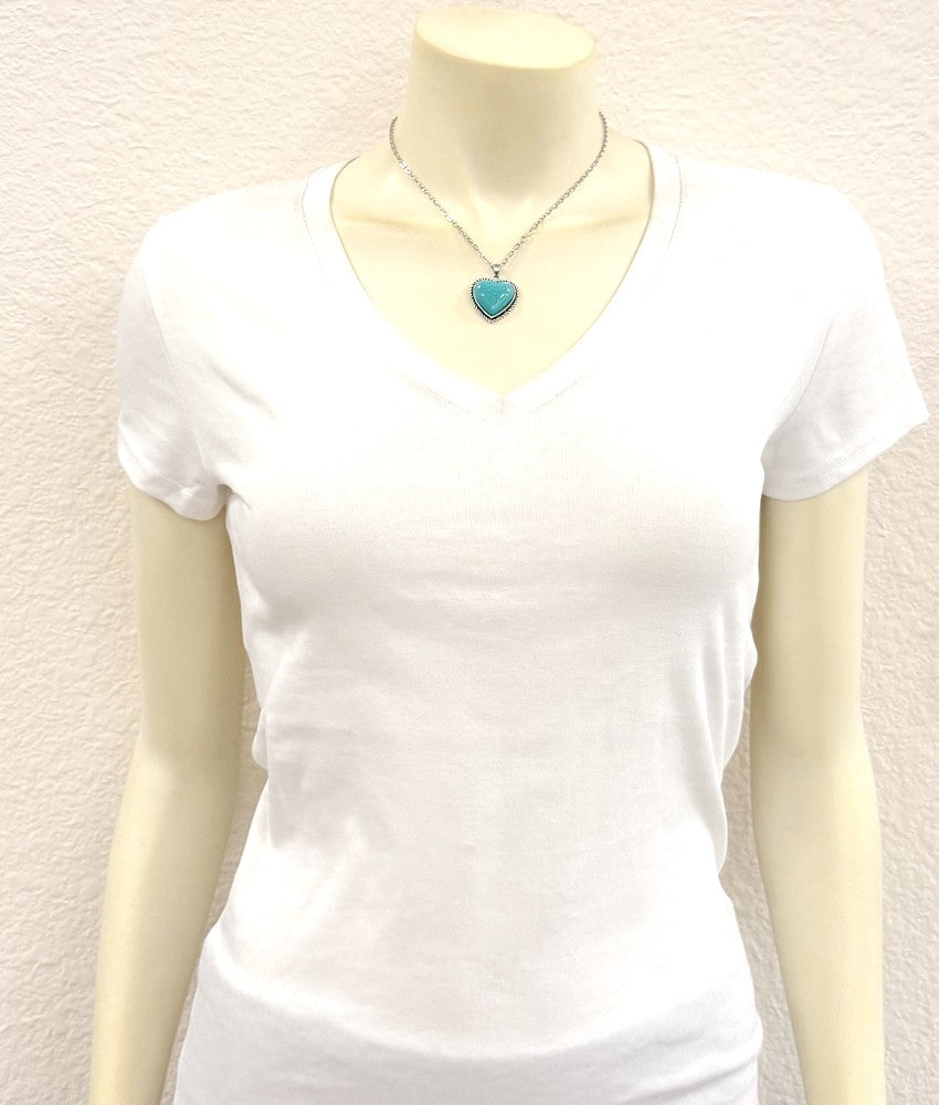 Heart Stone Gemstone Necklace Adjustable Turquoise