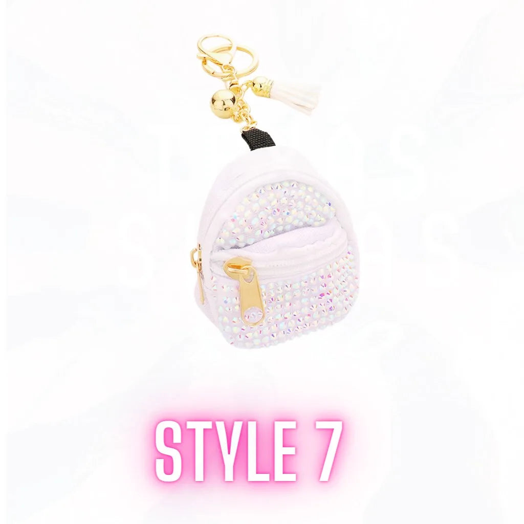 So Cute Mini Bling Backpack Keychains - Many Colors