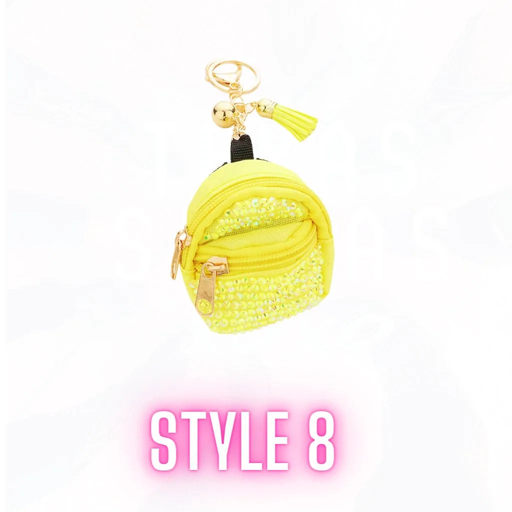 So Cute Mini Bling Backpack Keychains - Many Colors