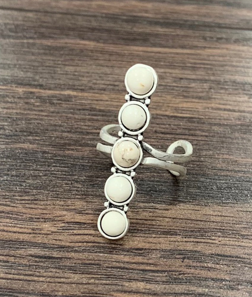 White Turquoise Cuff Ring