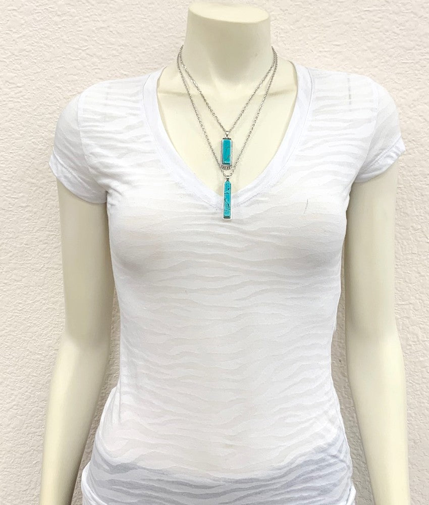 Double Turquoise Bar Strand Necklace