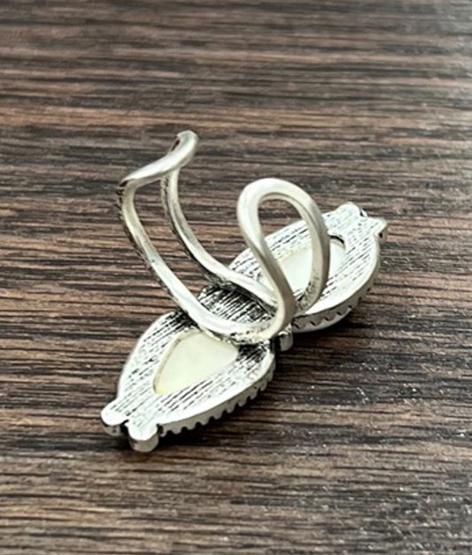 Navajo White Turquoise Double Stone Cuff Ring