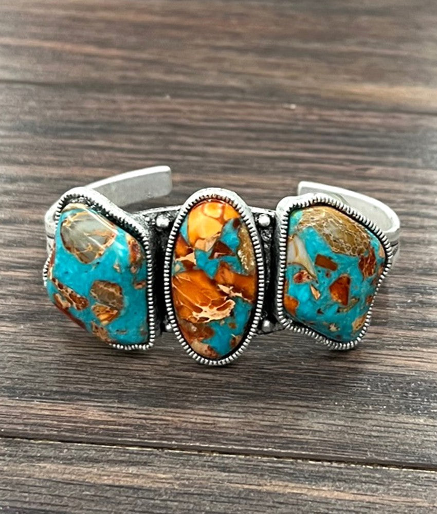 Beautiful Colorful Gemstone Cuff Bracelet