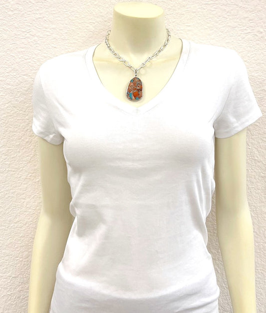 Beautiful Natural Stone Bezel Pendant Necklace