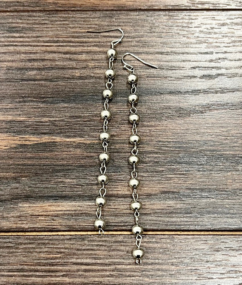 Silver Navajo Bead Dandle Earrings