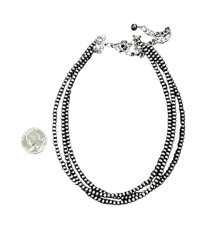 Western Bead 3-strand Necklace Adjustable Length
