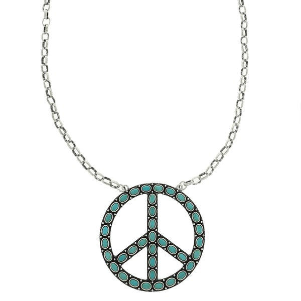 Turquoise Peace Sign Chain Necklace