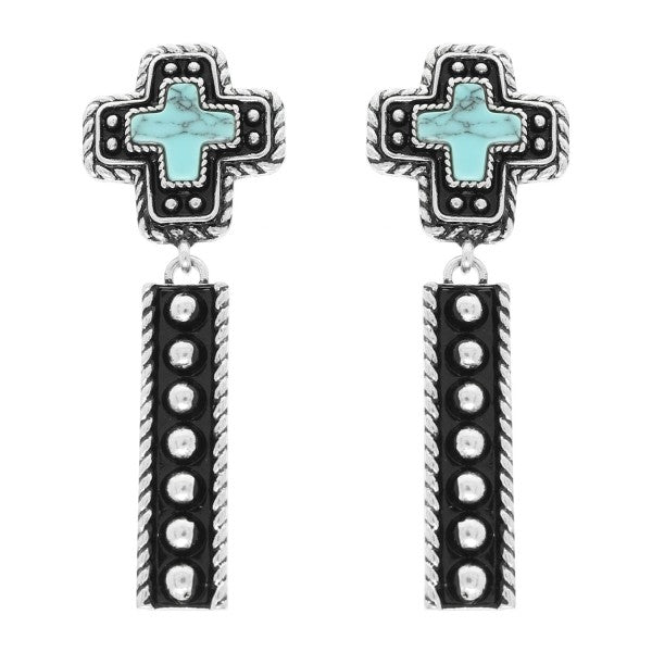Western Cross Concho Turquoise Earrings