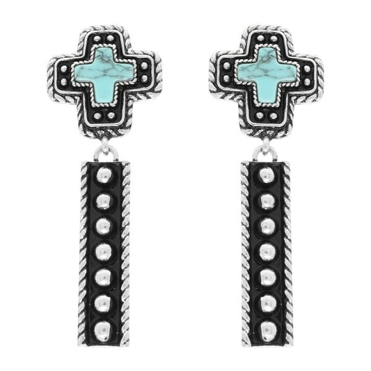 Western Cross Concho Turquoise Earrings