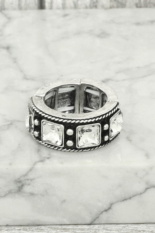 Western Jeweled Square Stretch Ring