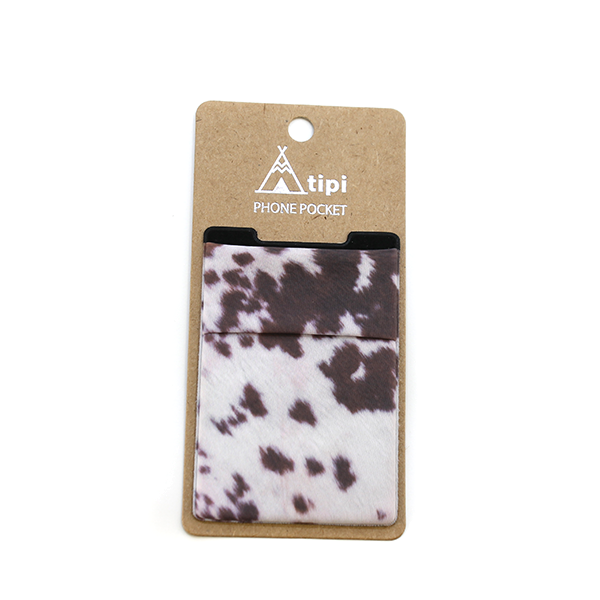 Cowhide Print Cell Phone Pocket