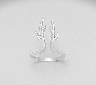 Sterling Silver Deer Antlers Ring