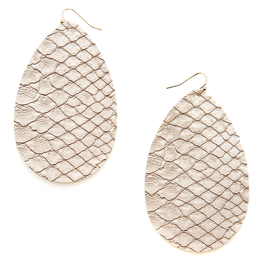 Leather Earrings Snake Skin - Red or Cream