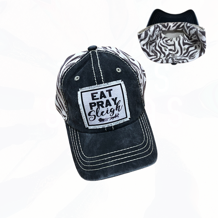 Sassy Holiday Trucker Hat - Eat Pray Sleigh - Santa's Sleigh