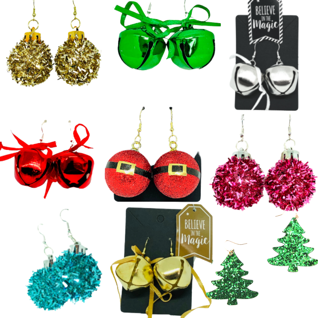 Glitter, Tinsel & Bells Christmas Earrings - Many Styles
