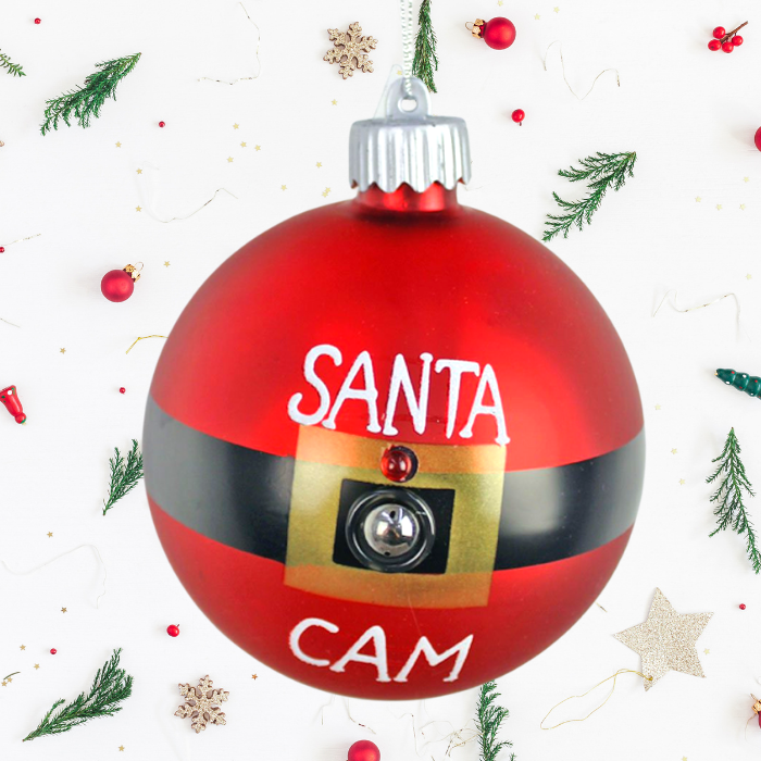NEW Christmas Ornament SANTA CAM Lights UP