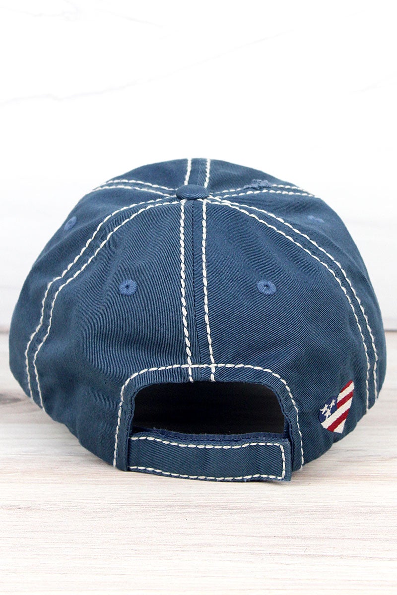American Flag Heart Hat - Blue