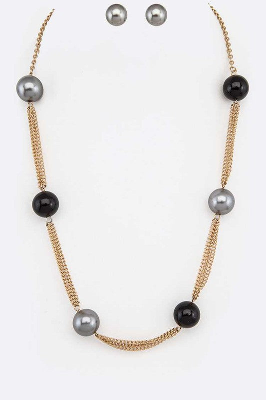 Pearls Station Necklace Set