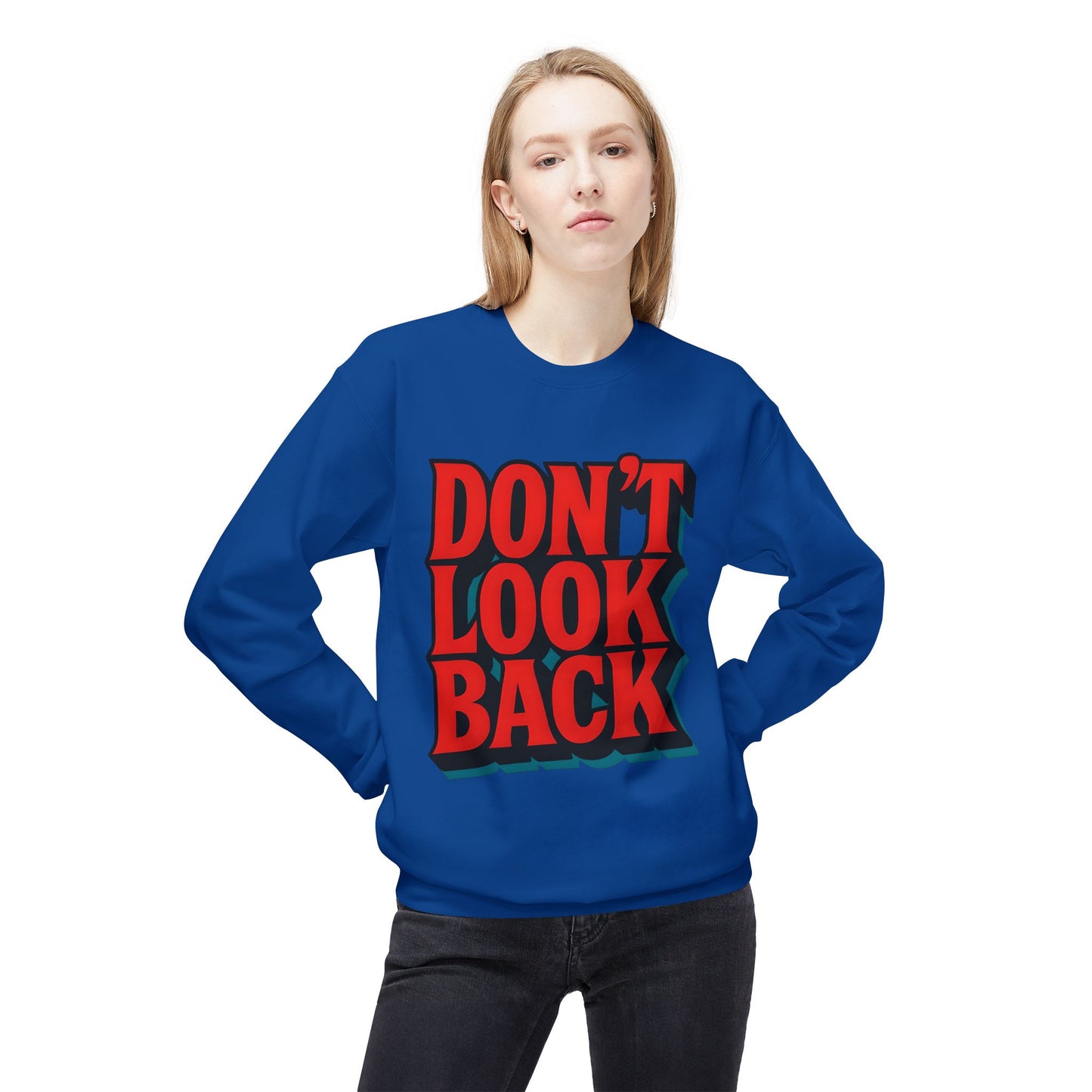 Softstyle Sweatshirt Don't Look Back - Comfortable and Stylish Fleece Crewneck for Adults