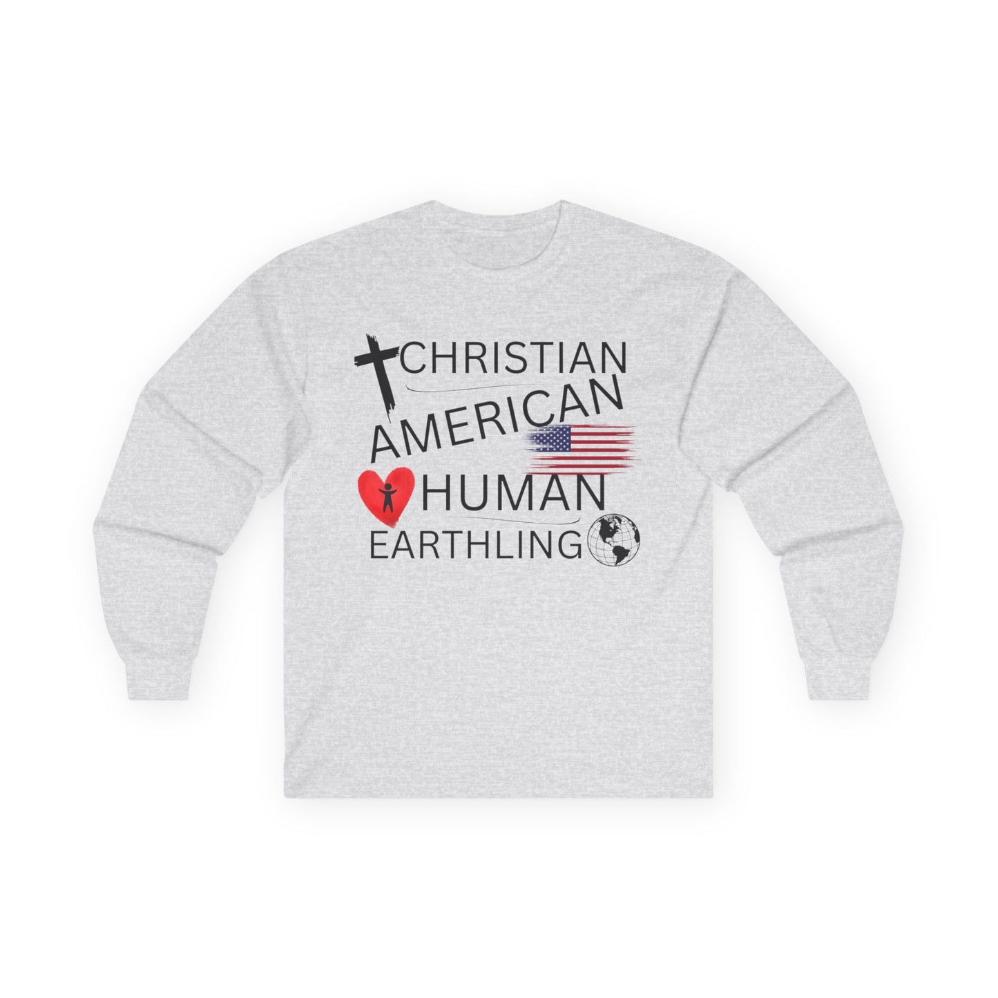 Christian American Human Earthling Long Sleeve T-Shirt
